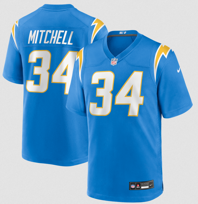 Men Los Angeles Chargers #34 Keaton Mitchell 2026 Blue Nike NFL Jersey
